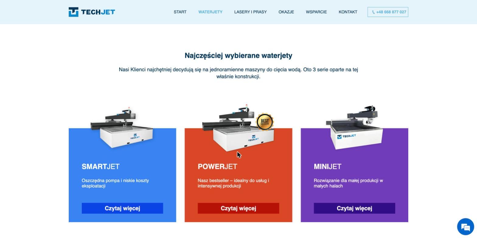 Porównanie trzech serii waterjetów z oznaczeniem bestsellera