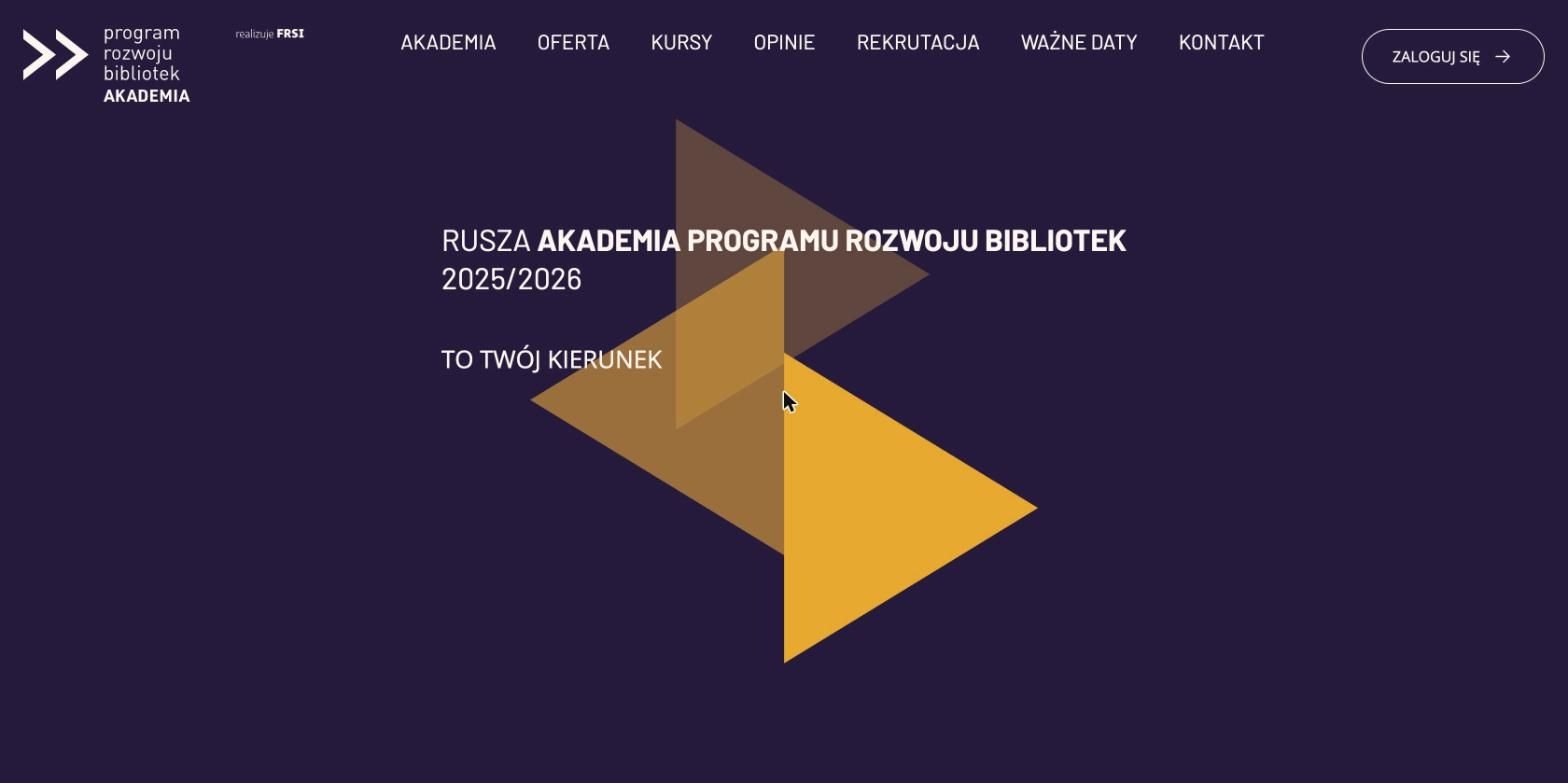 Strona główna Akademii z hasłem naboru na rok szkoleniowy 2025/2026